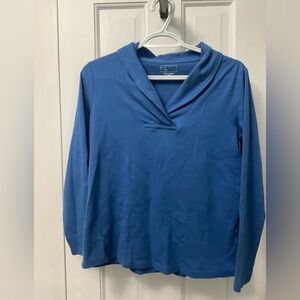 L.L.Bean Blue Pullover Long Sleeve Shawl Collar Shirt Size S